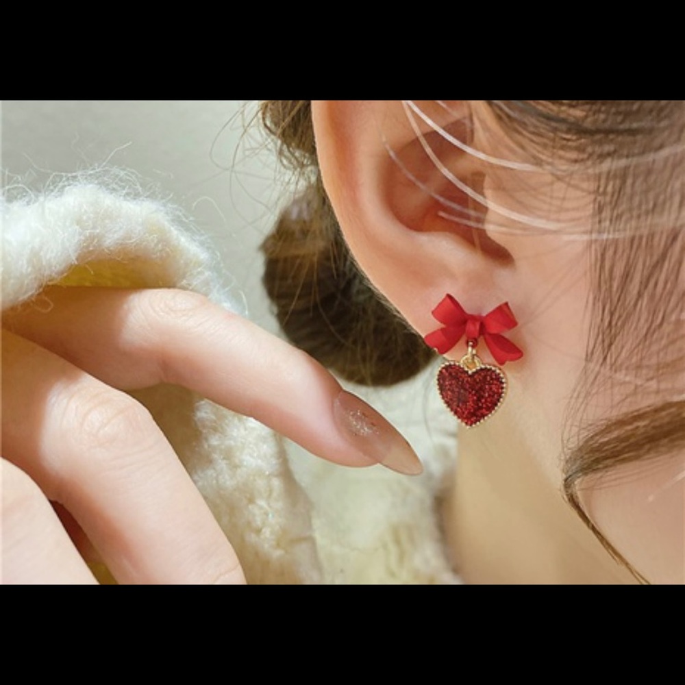 Valentine’s Red Bow Earrings